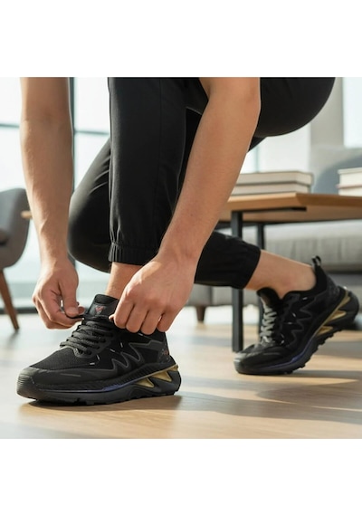 Volis Mm-26002 Siyah Memory Foam Taban Bağcıklı Erkek Sneaker Ayakkabı Siyah