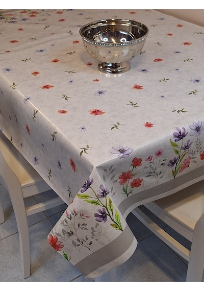 Elyaflı Pvc Muşamba - Desenli Silinebilir Masa Örtüsü Gri Mrl122 Gri