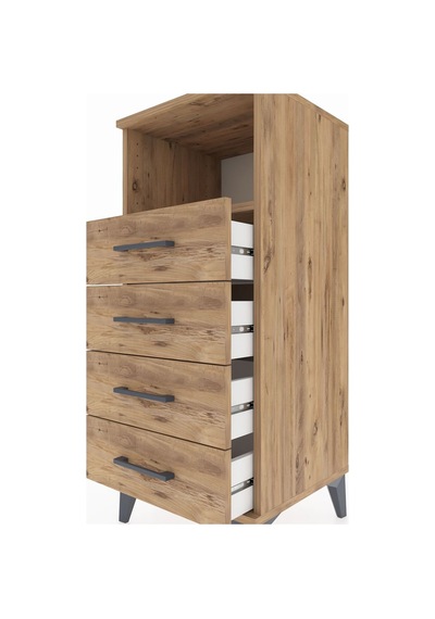 Hyperion Komodin Tek Raflı 4 Çekmeceli 44x44x106 Çam-çam Çam