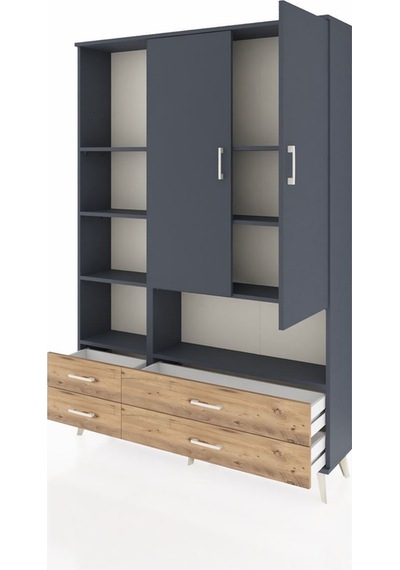 Arges Dolap 8 Raflı 4 Çekmeceli 2 Kapaklı 132x30x195 Antrasit-antrasit/çam Antrasıt/atlas Çam Arges Dolap 8 Raflı 4 Çekmeceli 2 Kapaklı 132x30x195 Antrasit-antrasit/çam Antrasıt/atlas Çam