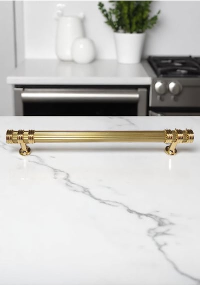 Çizgili Nesli Alüminyum Metal Lüks Modern Mobilya Çekmece Mutfak Dolabı Kulpu Altın 192mm Altın