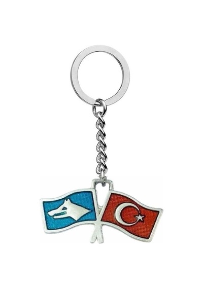 Türk Bozkurt İkili Bayrak Anahtarlık Çanta Süsü