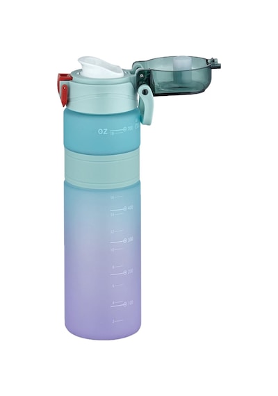 Vagonlife Çift Renk 800ml Kaydırmaz Silikon Gövde Rahat İçim-pipetsiz- Motivasyon Su Matarası Diğer