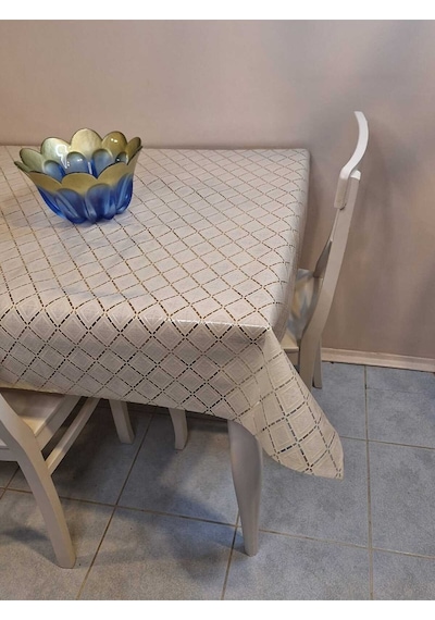 Ithal Pvc Muşamba - Desenli Silinebilir Masa Örtüsü 07iz14 Bej