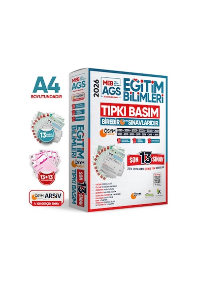 2026 MEB AGS EĞİTİM BİLİMLERİ ÖSYM Çıkmış Soru Tıpkı Basım Kitapçıkları 13lü Deneme Paketi