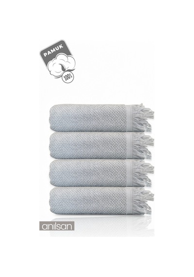 4'lü Gri Jelena Banyo Havlusu 70x140 Cm, 490 Gr, %100pamuk, Spa Ve Otel Havlusu, Günlük Kullanıma Uy Gri