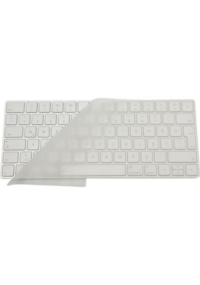 Magic Keyboard 2 A1644 Klavye Koruyucu Türkçe Q Silikon Ultra İnce 0.3mm Şeffaf Siyah Siyah