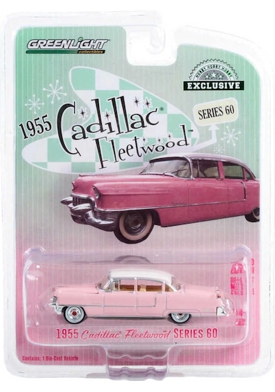 Greenlight 1:64 1955 Cadillac Fleetwood Series 60 - Pink with White Roof