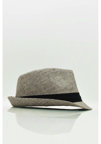 Külah Kadın Hasır Fedora Şapka - Gri - Standart Gri