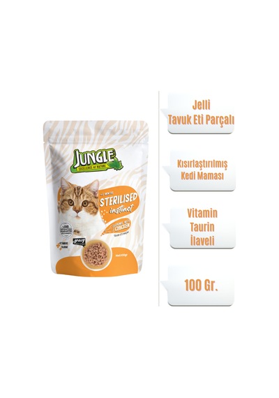 Kısırlaştırılmış Kedi Maması Tavuk Eti Parçalı Pouch 100 Gr