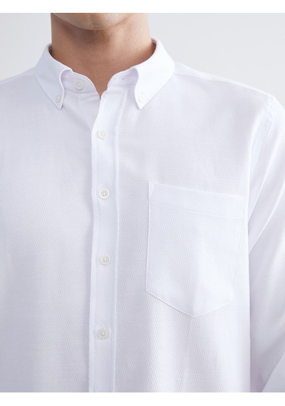 Lcwaıkıkı Classic Beyaz Regular Fit Uzun Kollu Armürlü Erkek Gömlek