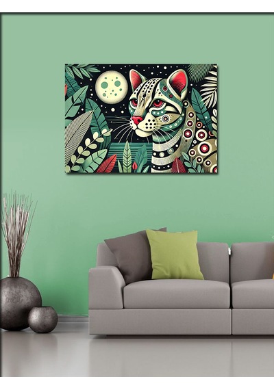Kanvas Tablo Desenli Sevimli Kedi 100cmx140cm