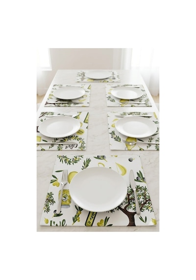 Su Geçirmez Amerikan Servis 6'lı Set Leke Tutmaz Silinebilir Masası Tabak Altlığı 35x45 Cm Çok Renkli