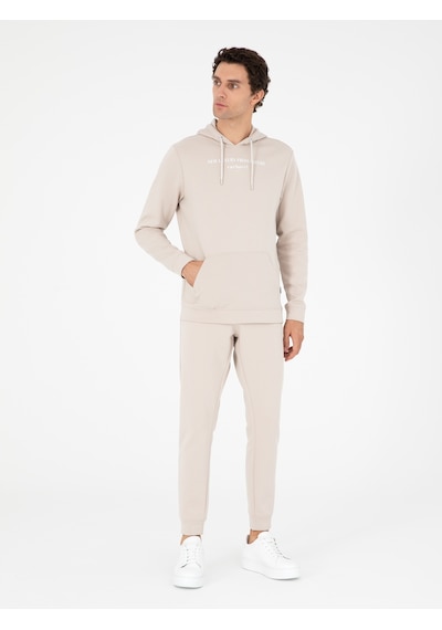 Cacharel Bej Jogger Fit Paçası Lastikli Pamuk Karışımlı Eşofman Altı