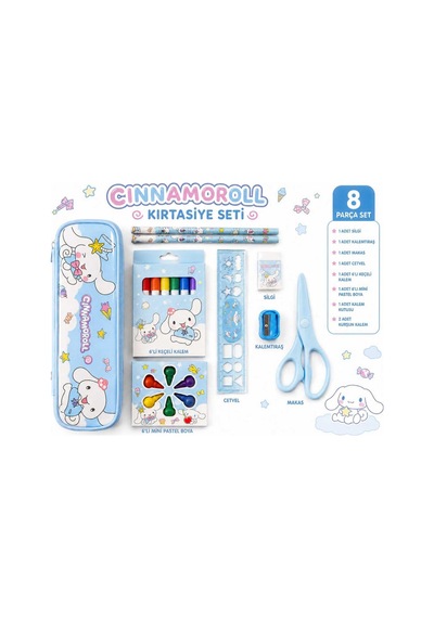 8 Parça Cinnamoroll Sevimli Karakter Kırtasiye Okul Seti