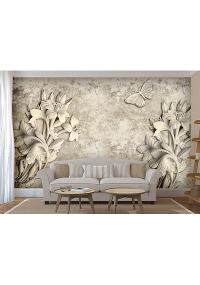 3D Kabartma Çiçekler Duvar Kağıdı (397461868)