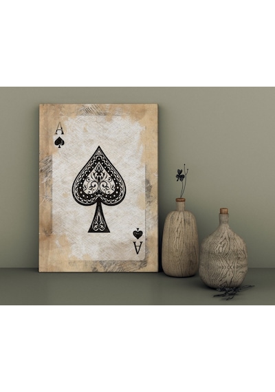 Bk Home İskambil Maça As Tasarımlı Kanvas Tablo 30x50cm-1