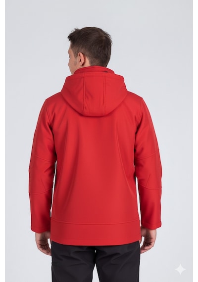 Vatan Tekstil Suya Dayanıklı Slim Fit Softshell Kapüşonlu Erkek Mont Kırmızı