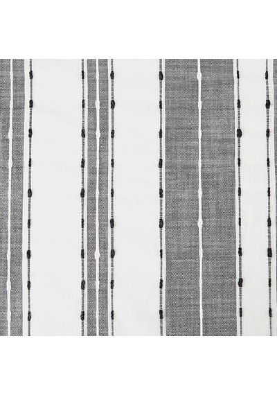 Lexroo Şantuk Doku Çizgili Pamuk Kafe Perdesi Valance, 132 Cm X 35 Cm, Siyah/beyaz