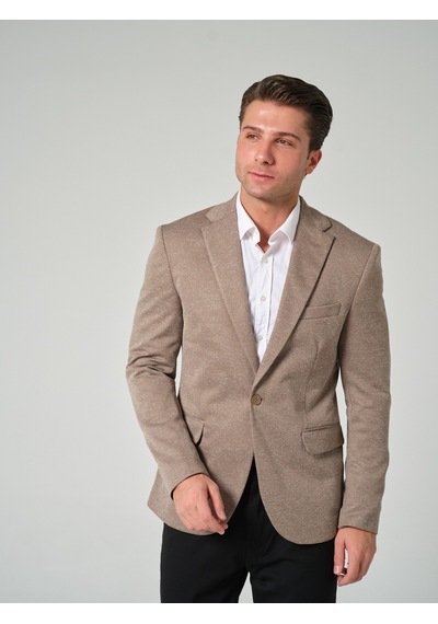 Bonesti Erkek Slim Fit Blazer Ceket Bej Kırçıllı