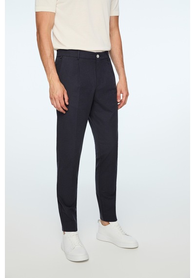 Morven Erkek Lacivert Poliviskon Trend Düz Slim Fit Pantolon 26ms003030200 Lacivert