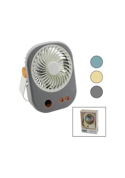 Işıklı Mini Fan Masa Üstü Usb Şarjlı 2in1 Kulp Taşıma - Duruş 3 Kademe Hız 15.5x12cm Bjj-565 Timya/go1395 197796