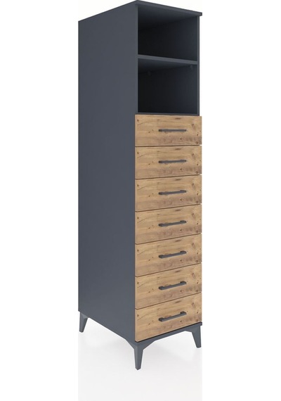 Kronos Dolap 2 Raflı 7 Çekmeceli 44x59x182 Antrasit-çam Antrasit