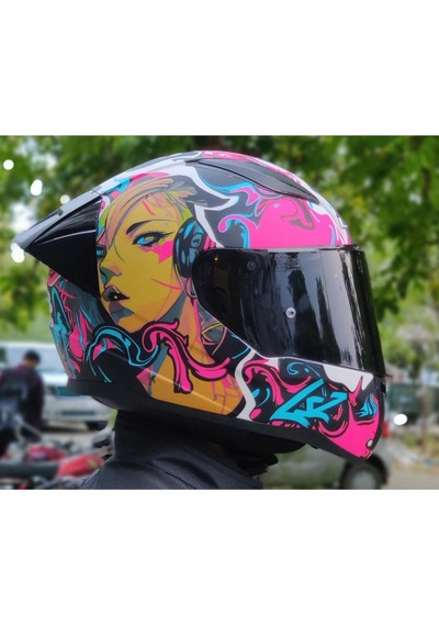 LS2 Rapid 2 Race Cyberg Fullface Siyah Camlı Motosiklet Kaskı Mor