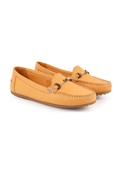 Libero L081.25701 Antik Görünümlü Metal Toka Detaylı Esnek Termo Taban Kadın Loafer Sarı