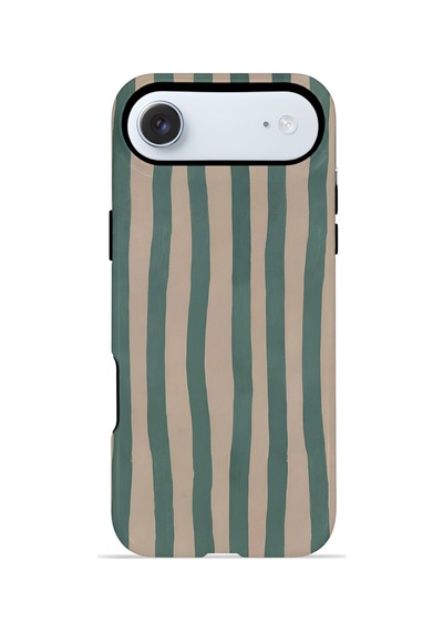 Apple iPhone Uyumlu 17 Air Vorian Çift Katmanlı Magsafe Kılıf Sage Riviera Stripe