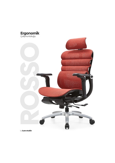 Rosso Ergonomik Çalışma Koltuğu - Kırmızı