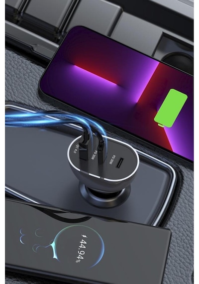 68w Usb Ve Type-c Girişli Çakmaklık Süper Hızlı Şarj Destekli Araç Şarj Aleti