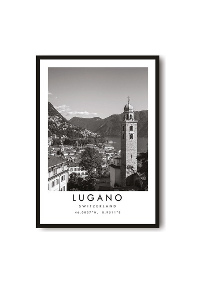 Lugano Seyahat Baskısı Lugano Gölü Duvar Sanatı İsviçre Manzara Fotoğrafçılığı