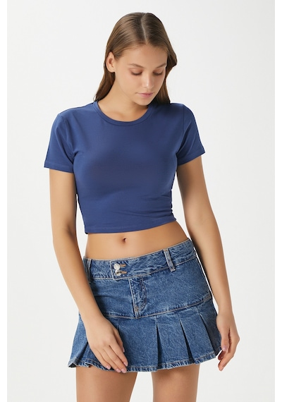 Ritnice Kadın Serra %100 Pamuk Lacivert Crop Top Lacivert
