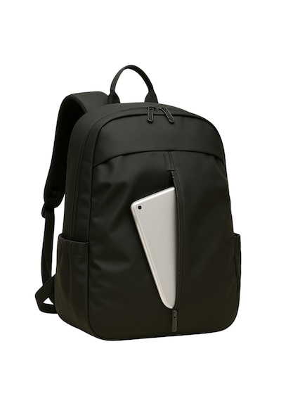 Laptop Sırt Çantası 15,6"inç Suya Dayanıklı Kumaş Fermuarlı Siyah