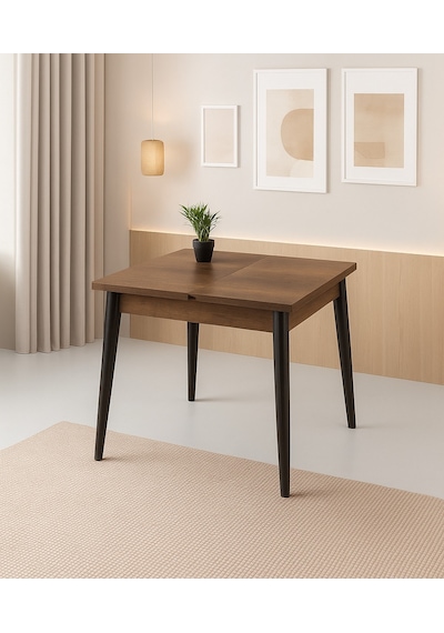 Yanlardan Açılır Büyüyen Yemek Masası Ceviz 65 x 100 CM  Sadece Masa