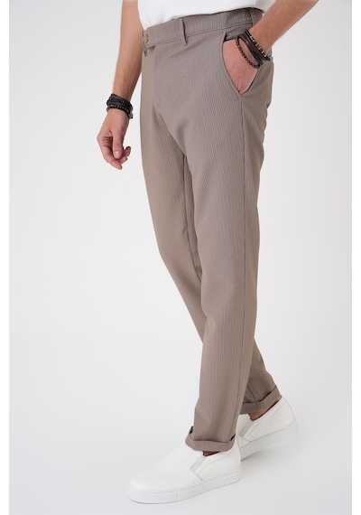 Efor Comfort Fit Gofre Dokulu Beli Lastikli Vizon Jogger Pantolon P 1177 Vizon