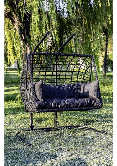 Btk Concept Legend Çift Kişilik Salıncak, Rattan Antrasit
