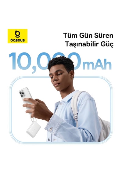 Baseus Picogo 10000mah 45w Dahili Kablolu Dijital Ekranlı Powerbank Beyaz