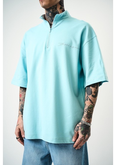 Respire Erkek Be Kind Nakışlı Yarım Fermuarlı Oversize T-shirt Bebe Mavi Bebek Mavisi Respire Erkek Be Kind Nakışlı Yarım Fermuarlı Oversize T-shirt Bebe Mavi Bebek Mavisi