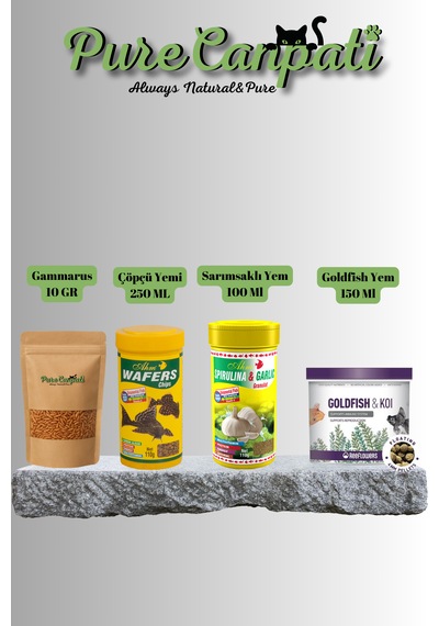 Purecanpati Goldfish Koi+wafers+gammarus Ve Sarımsaklı Yem Seti