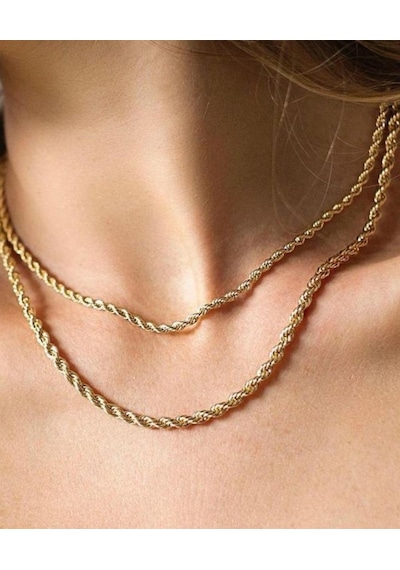 Muray 3mm Burgu Çelik Gold-gümüş Unisex Kolye Kararma-solma Yapm Gold