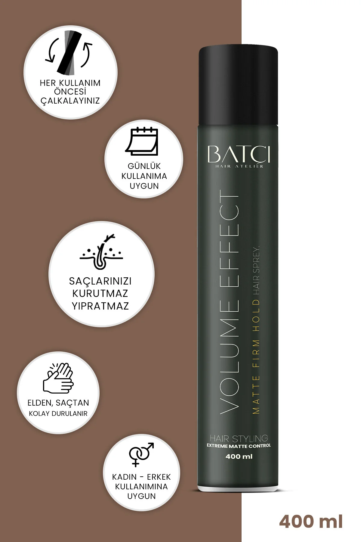Batçı Hair Atelier Volume Effect Matte Firm Hold Saç Spreyi 400 ML