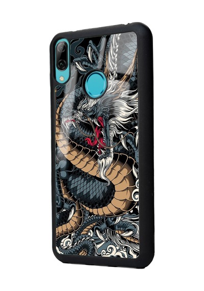 Huawei Y7 2019 Ejderha Tasarımlı Glossy Telefon Kılıfı Çok Renkli