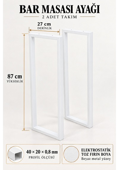 Metal Bar Masası Dresuar Konsol Çok Amaçlı Masa Ayağı 2 Adet Ayak 87 Cm Mobilya Ayağı Beyaz Metal Bar Masası Dresuar Konsol Çok Amaçlı Masa Ayağı 2 Adet Ayak 87 Cm Mobilya Ayağı Beyaz