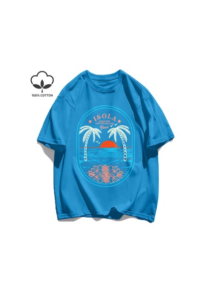 Startmore Y2k Vintage Tişört Tee Okyanus Vibw Başka Bir Paradibe Mavi