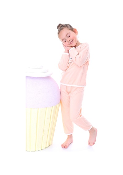Kız Çocuk %100 Pamuk Desenli Rahat Pijama Takımı-yumuşak Ve Cilt Dostu Somon