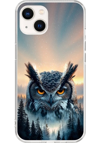 Apple Uyumlu iPhone 15 Plus Şeffaf Kılıf Baykuş Tasarımlı
