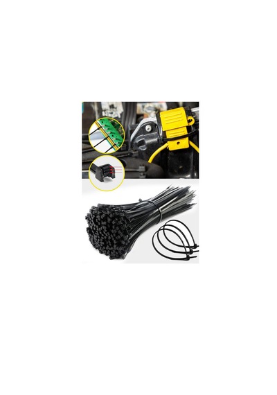 200 Adet 2.5mmx140mm Kablo Bağı Plastik Cırt Kelepçe Siyah Siyah