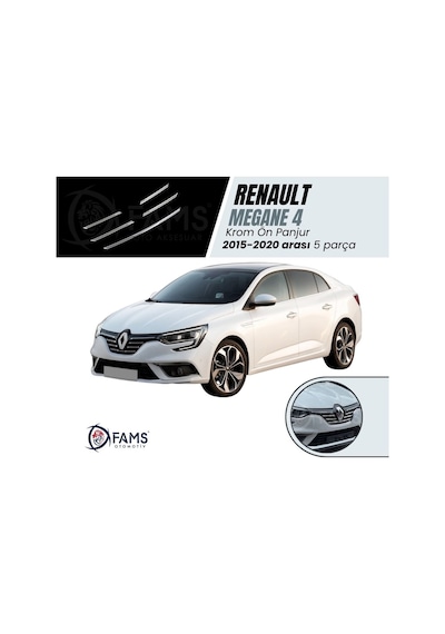 Renault Megane 4 Krom Ön Panjur 5 Prç. 2015-2020 Üzerip. Çelik
